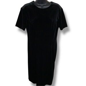 Vintage Size 8 Wayne Diamond Black Velour Dress Short Sleeve Goth  Stretch Y2K